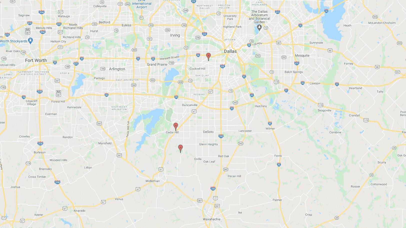 Dallas and Cedar Hill TX Map