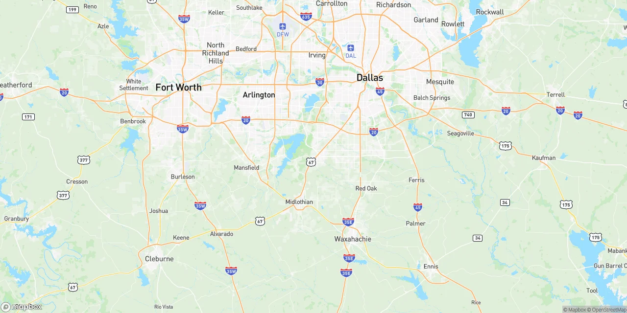 Map showing Cedar Hill