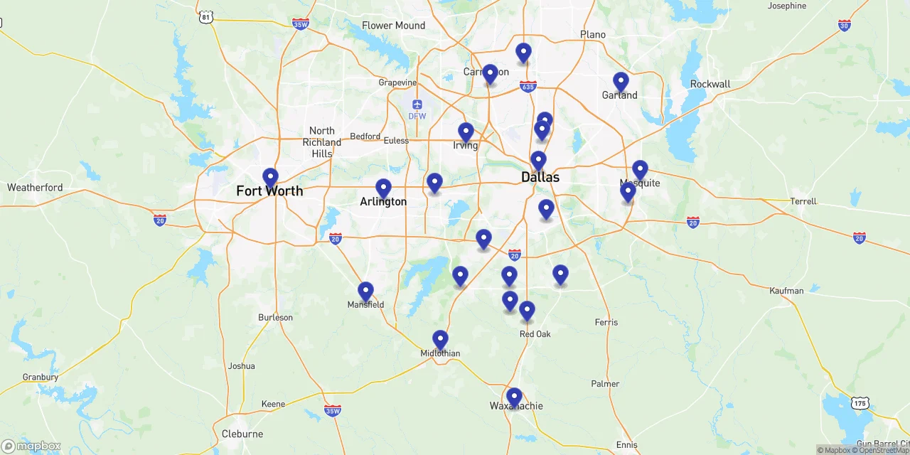Map of our service locations