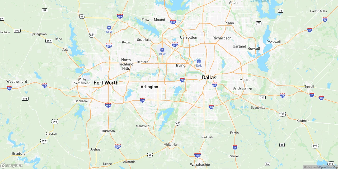 Map showing Grand Prairie