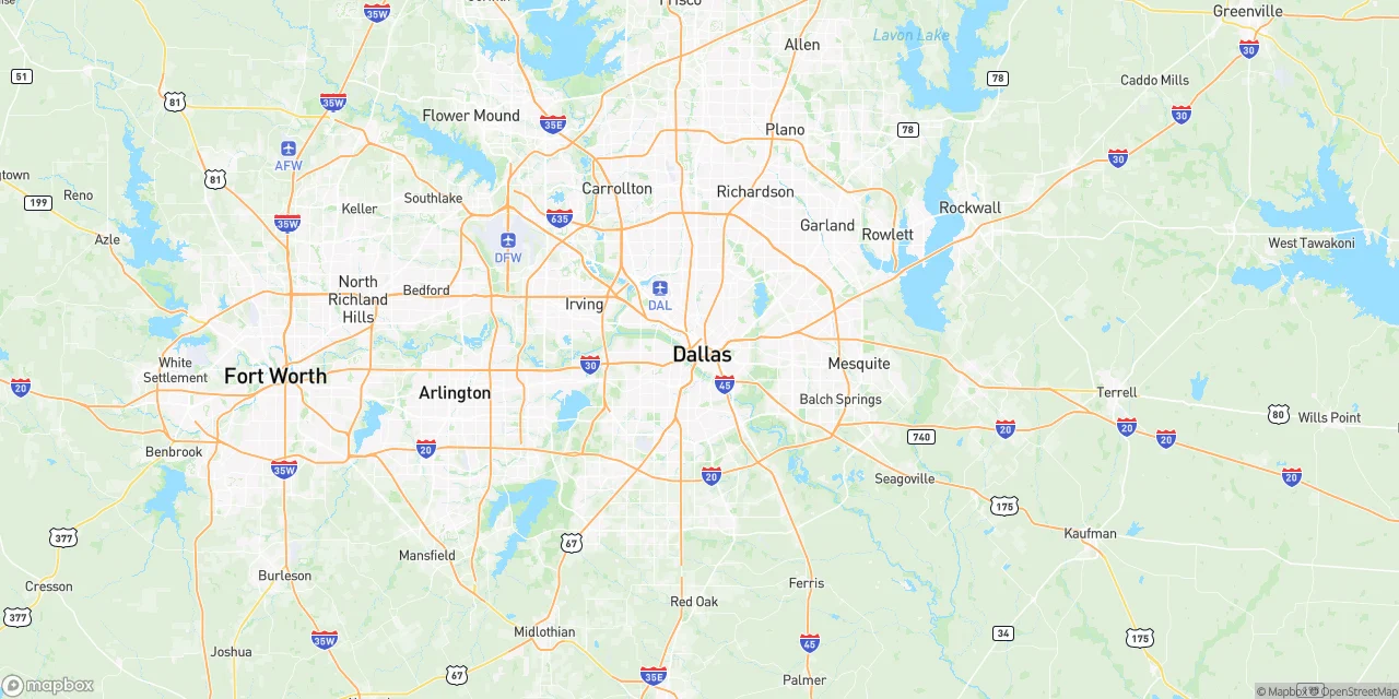 Map showing Dallas