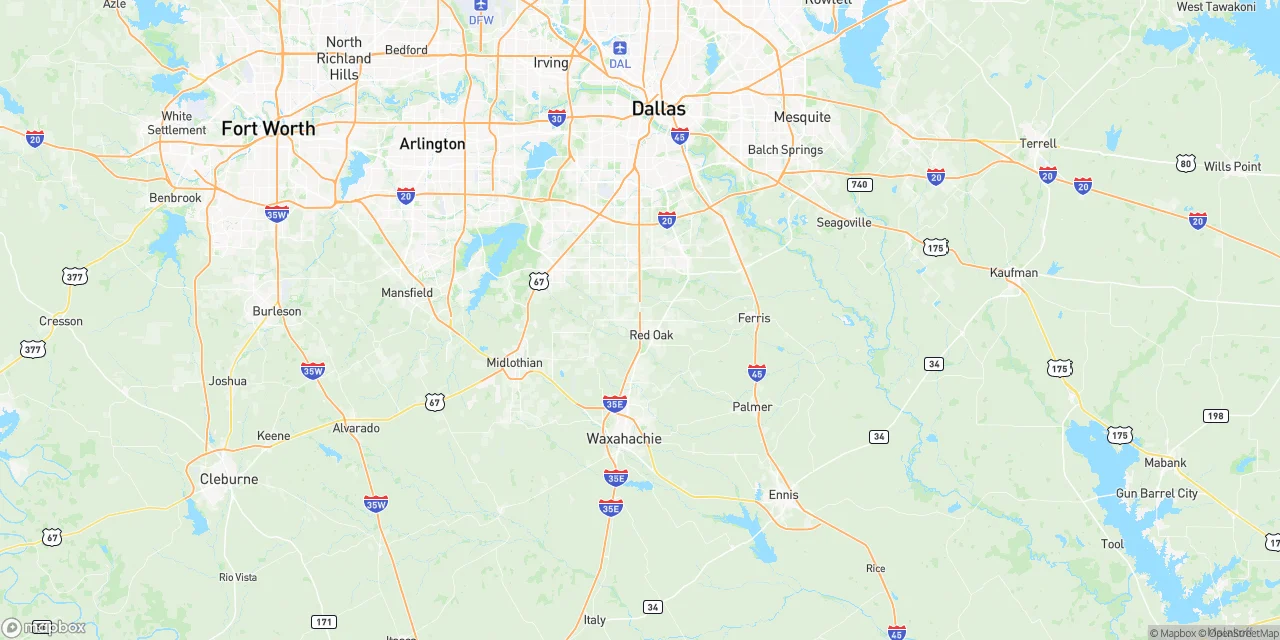 Map showing Red Oak