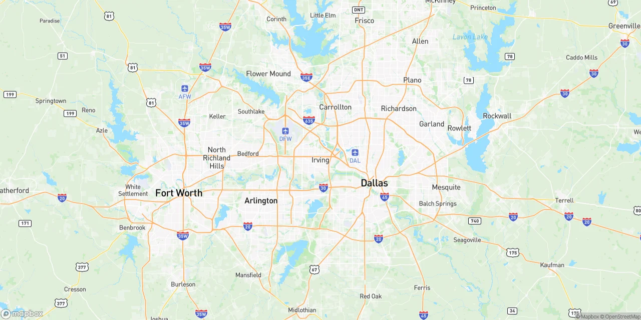 Map showing Irving